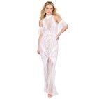 Robe bodystocking en résille et dentelle blanche - DG0490WHT