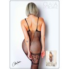 Bodystocking en fine résille noire avec laçage - Le Numéro 14 - Collection Bodystocking - CM99014