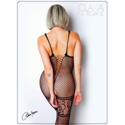 Bodystocking en fine résille noire avec laçage - Le Numéro 14 - Collection Bodystocking - CM99014