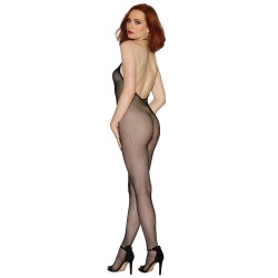 Bodystocking résille noir dos nu entre-jambes ouvert - DG0017BLK