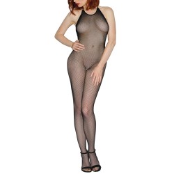 Bodystocking résille noir dos nu entre-jambes ouvert - DG0017BLK