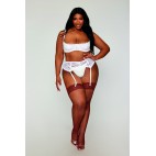 Soutien-gorge, grande taille, Demi-seins à armatures en dentelle blanche - DG13252XWHT