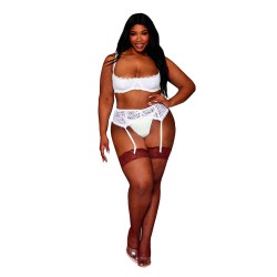 Soutien-gorge, grande taille, Demi-seins à armatures en dentelle blanche - DG13252XWHT