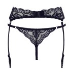 Porte-jarretelles en dentelle noire et string assorti - R232187410