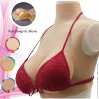 Buste faux seins 100% silicone col haut, bonnet D