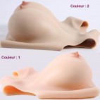 Buste faux seins silicone, encolure ronde, décolleté dos