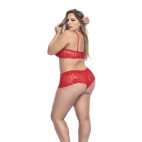 Ensemble lingerie, grande taille,  rouge top bustier et shorty dentelle   - MAL206XRED