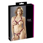 Soutien-gorge ouvert et string rouge à larges bandes sexy - R2213010