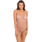 Body rose échancré en fine résille - REN7089ROS