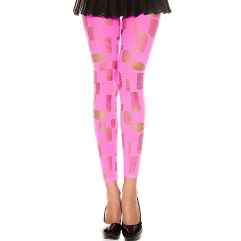 Legging rose fluo ajouré petits et grands trous - MH35472NEP