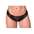 String dentelle et fine résille noire - MAL109BLK