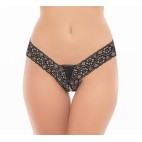 String noir ouvert avec laçage sur le devant - REN1158-BLK