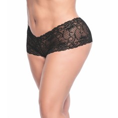 Shorty grande taille noire en dentelle - MAL90XBLK