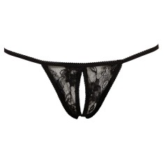 String dentelle noire ouvert à l'entrejambe - R23207621101