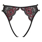 Culotte ouverte en fine dentelle florale rouge et noire - R23221451101