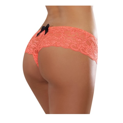 Shorty ouvert orange corail court en dentelle - DG7177COR