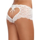 Shorty blanc de dentelle ouvert et ajouré sur les fesses forme coeur - DG1442WHT