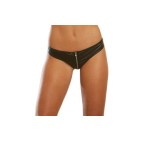 Tanga faux cuir avec zip, résille au dos - DG1423BLK