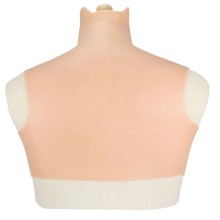 Buste faux seins bonnet élastique coton, col haut