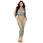 Robe bodystocking en filet dans un design géométrique sans couture - DG0489SAG