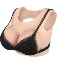 Buste faux seins silicone, encolure ronde, bonnet A 